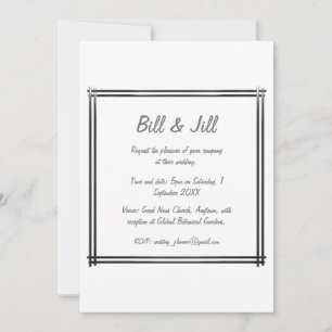 Classic White With Bold Art Deco Border Wedding Invitation