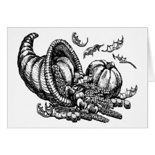 Classic Wicker Cornucopia Black White Illustration