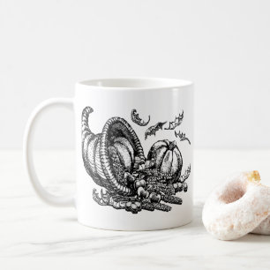 Classic Wicker Cornucopia Black White Illustration Coffee Mug