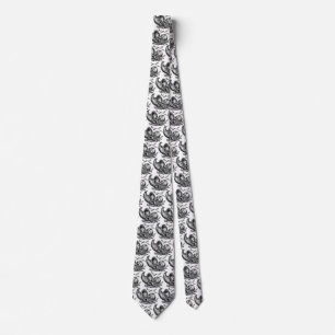 Classic Wicker Cornucopia Black White Illustration Tie