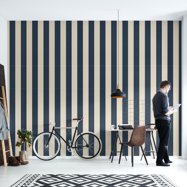 Classic Wide Cabana Vertical Stripe Pattern Wallpaper (Living Room)