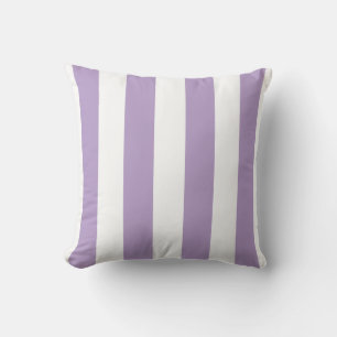 Classic Wide Stripes, Lilac Purple and White Cushion