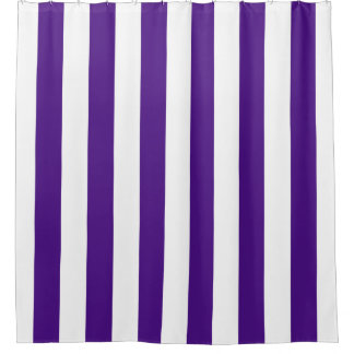 Classic Wide Stripes, Purple and White Shower Curtain