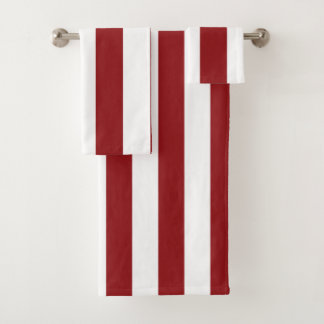 Classic Wide Stripes, Red and White Bath Towel Set