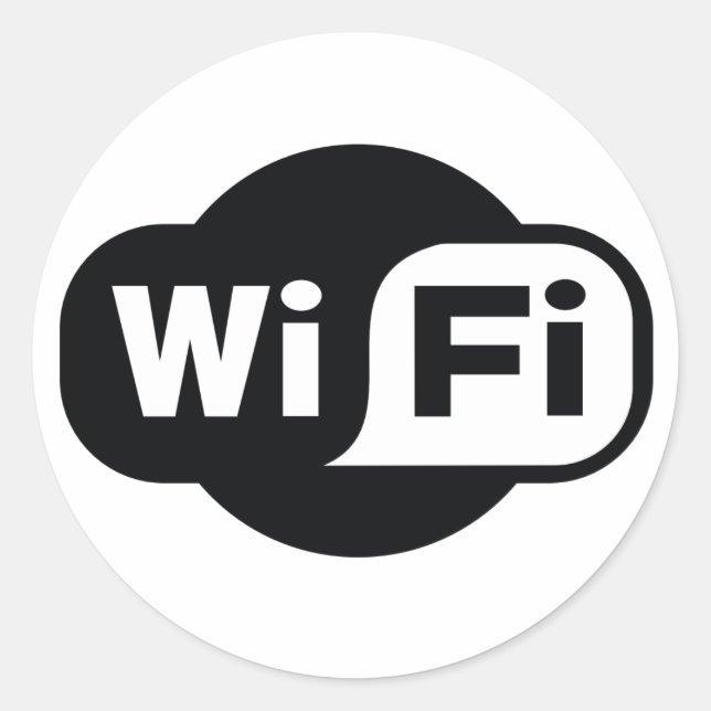 Classic WiFi symbol in black and white Classic Round Sticker (Front)