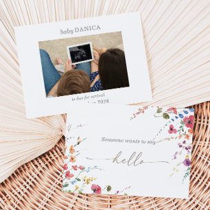 Classic Wild Colorful Floral Pregnancy Card