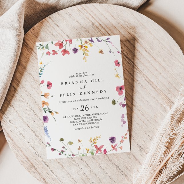 Classic Wild Colourful Floral Casual Wedding Invitation (Creator Uploaded)