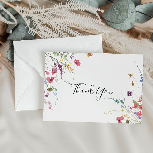 Classic Wild Colourful Floral Flat Wedding  Thank You Card (Creator Uploaded)