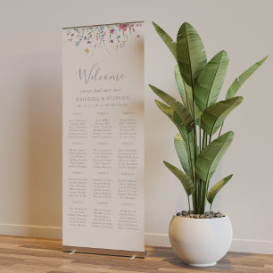 Classic Wild Colourful Floral Seating Chart Retractable Banner