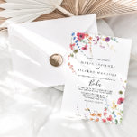 Classic Wild Colourful Floral Spanish Wedding Invitation<br><div class="desc">This classic wild colourful floral Spanish wedding invitation is perfect for a tropical wedding. The design features pink,  purple,  yellow,  burgundy,  navy and blue hand-drawn wild flowers,  arranged in beautiful shapes.</div>