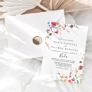 Classic Wild Colourful Floral Spanish Wedding Invitation