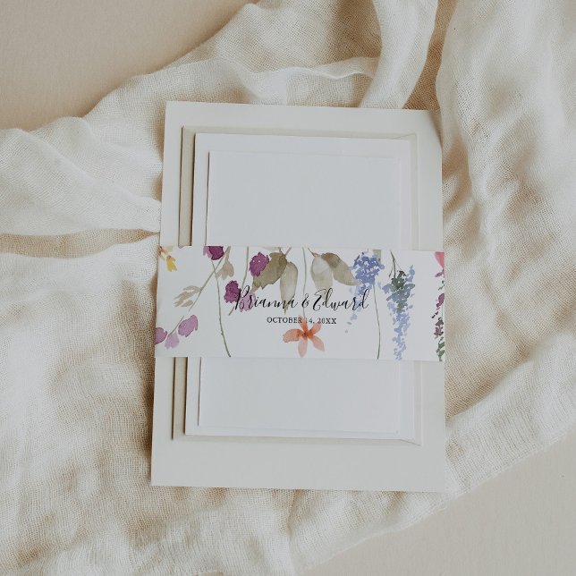 Classic Wild Colourful Floral Wedding Invitation Belly Band (Creator Uploaded)