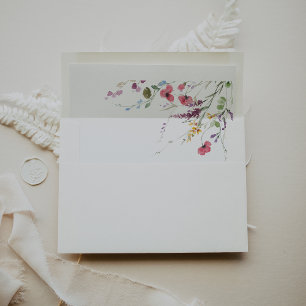 Classic Wild Colourful Floral Wedding Invitation Envelope
