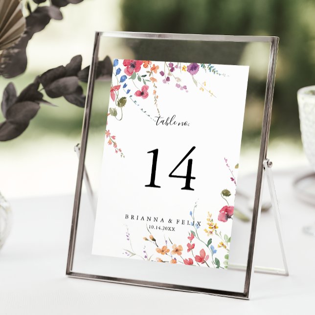 Classic Wild Colourful Floral Wedding  Table Number (Creator Uploaded)