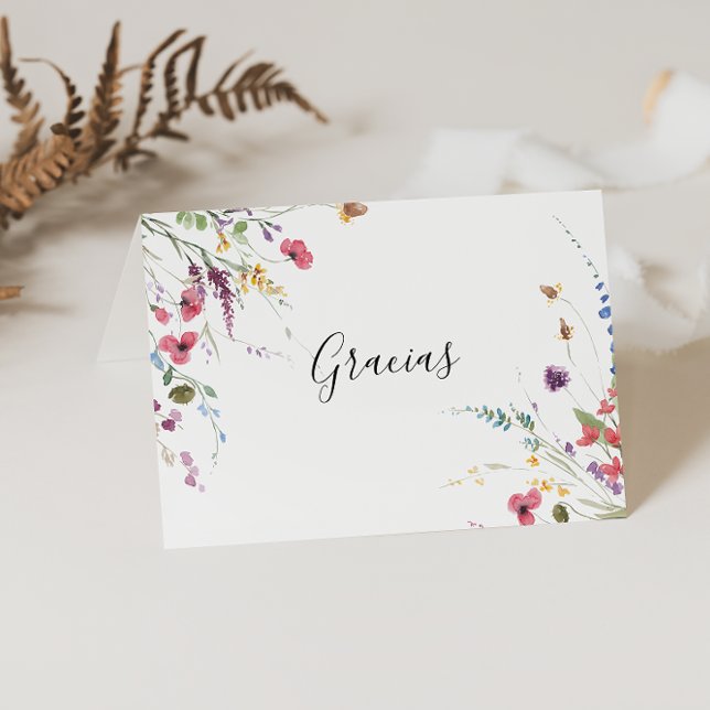 Classic Wild Colourful Folded Wedding Gracias Card (Creator Uploaded)