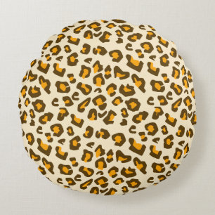 Classic Wild Leopard Print Pattern Round Cushion
