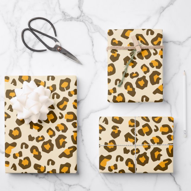 Classic Wild Leopard Print Pattern Wrapping Paper Sheet (Front)