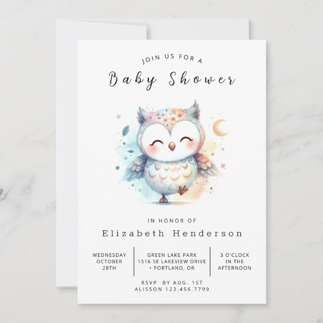 Classic Wild Owl Baby Shower Invitation (Front)