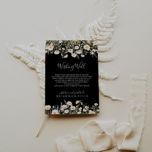 Classic Wildflower Black Wedding Wishing Well Enclosure Card