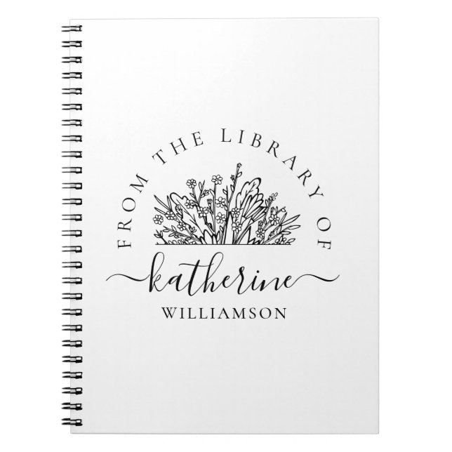 Classic Wildflowers Name Script Custom Name & Text Notebook (Front)