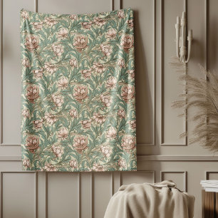 Classic William Morris Cosy Elegance muted colours Fleece Blanket