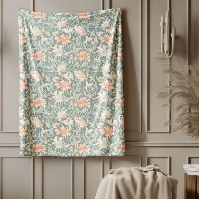 Classic William Morris inspired Floral pastel tone Fleece Blanket (Classic William Morris inspired Floral pastel tone Fleece Blanket)