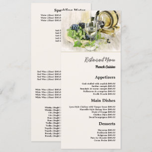 Classic Wine & Grapes, Restaurant Slimline Menu