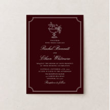 Classic Wine Red Double Frame Wedding Invitation
