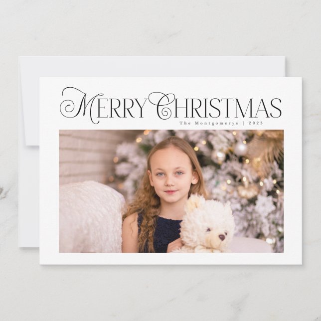 Classic Winter Blue Holiday Multi Photo Card (Front)