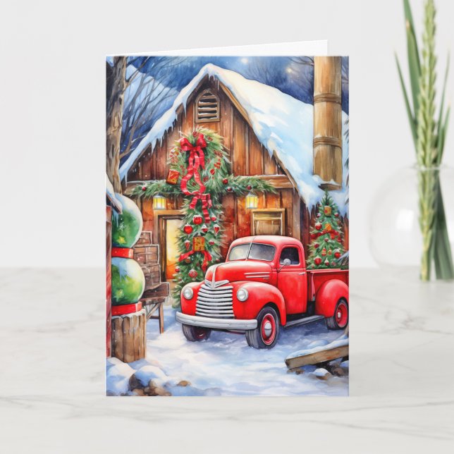 Classic Winter Farmhouse | Merry Christmas Holiday Card (Front)