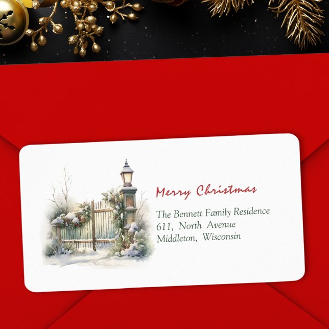 Classic Winter Gate Christmas Scene Label (Creator Uploaded)