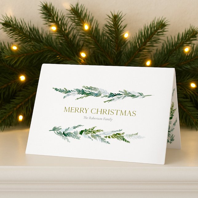 Classic Winter Greenery Christmas  Holiday Card (Creator Uploaded)