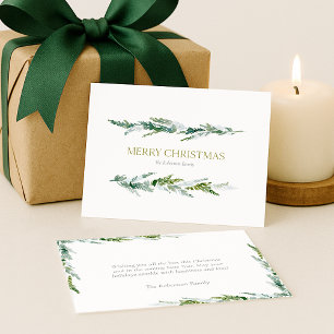 Classic Winter Greenery Christmas Holiday Card