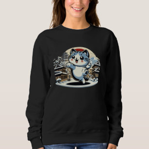 Classic Winter Kitten Lover Japanese Art Cute Cat Sweatshirt