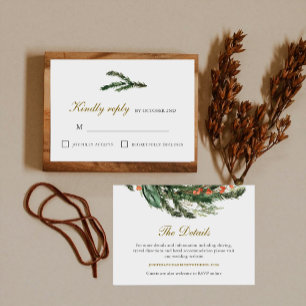 Classic Winter Pine Wedding RSVP Card
