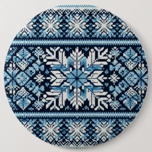 Classic  winter snow fair isle/colorwork 6 cm round badge