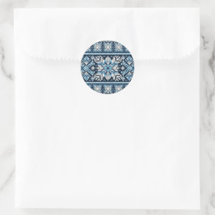Classic winter snow fair isle/colorwork round sticker