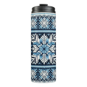 Classic winter snow fair isle/colorwork thermal tumbler