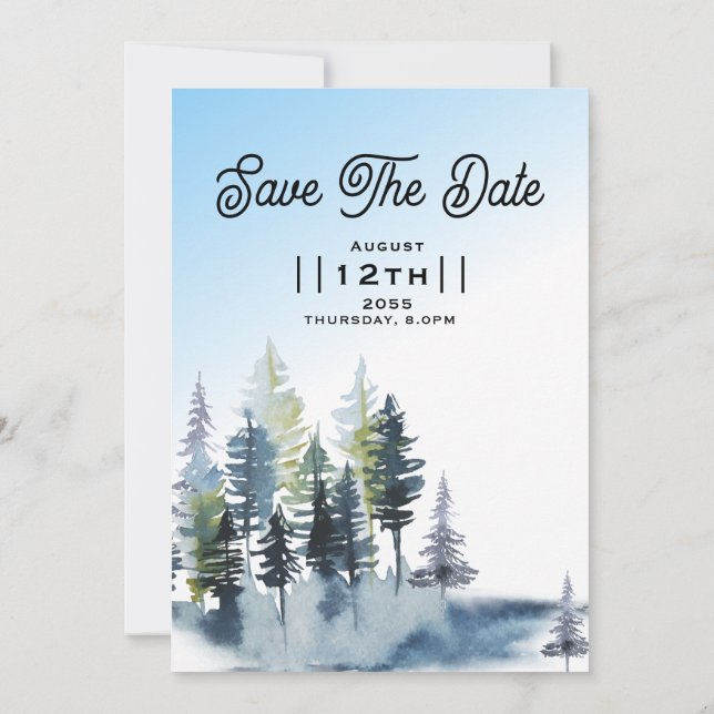 Classic Winter Wedding Invitations Card Design (Back)