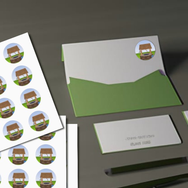 Classic Wishing Well Simple Graphic Classic Round Sticker (Creator Uploaded)