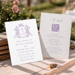Classic Wisteria Floral Crest Wedding All in One Invitation<br><div class="desc">Elegant wisteria floral crest wedding invitation with details on the back,  perfect for a modern classic or romantic vintage wedding. For more advanced customization of this design,  please click the DESIGN TOOL BUTTON above!</div>