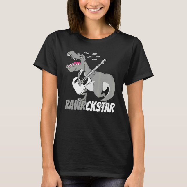 Classic Witty  Pun Dinosaur Rockstar Punk Lifestyl T-Shirt (Front)