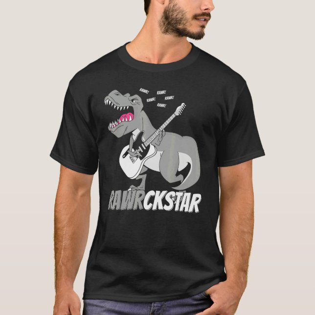 Classic Witty  Pun Dinosaur Rockstar Punk Lifestyl T-Shirt (Front)