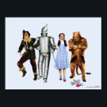 Classic Wizard of Oz Characters Poster<br><div class="desc">This enchanting poster features a timeless illustration of the beloved main characters from "The Wizard of Oz, " set against a soft, light blue background. Dorothy stands prominently in her iconic blue gingham dress and ruby slippers, flanked by the Scarecrow, the Tin Man, and the Cowardly Lion, all arm-in-arm and...</div>
