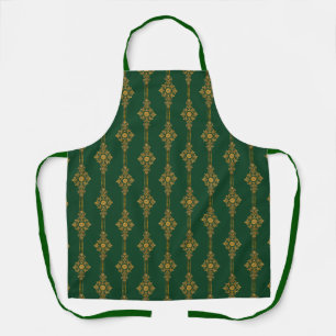 Classic Wm. Morris Coordinate Green Gold Stripe Apron