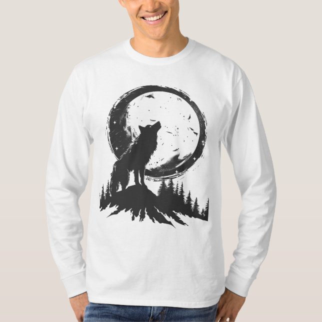 Classic Wolf In The Moonlight T-Shirt (Front)