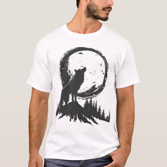 Classic Wolf In The Moonlight T-Shirt (Front)