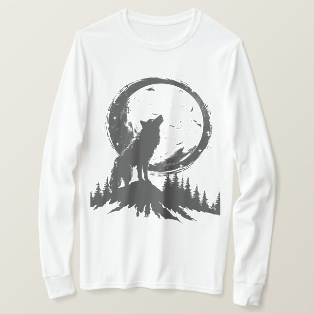 Classic Wolf In The Moonlight  T-Shirt (Design Front)