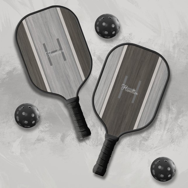 Classic Wood Hue Stripe Teak Cedar Reverse Pickleball Paddle (Creator Uploaded)