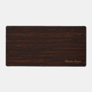 Classic Wood Look Texture with Elegant Script Name Desk Mat